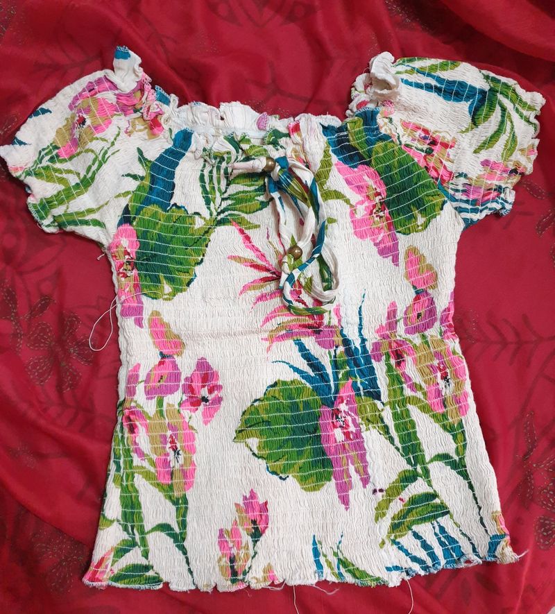 Ribbed Floral Crop Top
