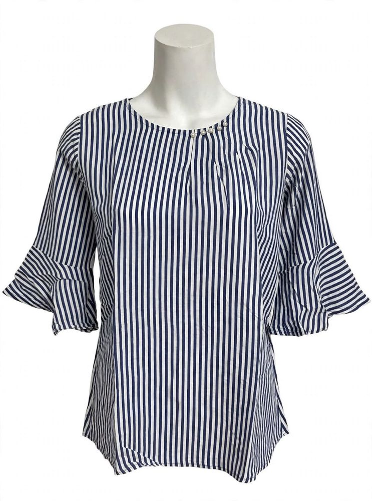Chic Striped Bell Sleeve Top