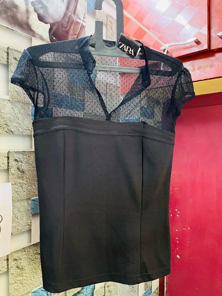 Zara Black Sheer Top