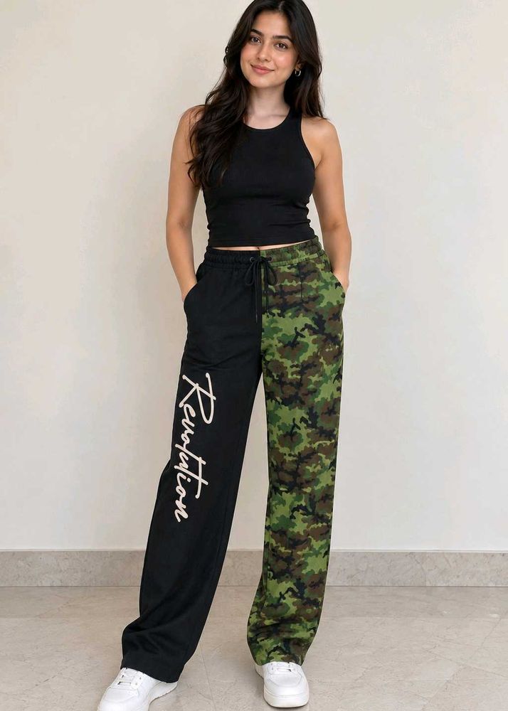 Unique Camo &amp; Black Split Pants