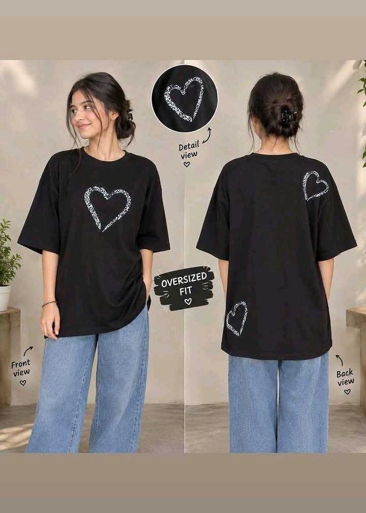 Oversized Black Heart Graphic T-Shirt