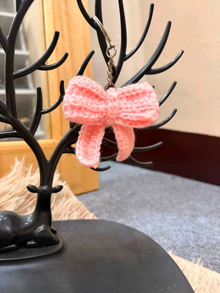 pack of 2 Cute Crochet Bow Keychains