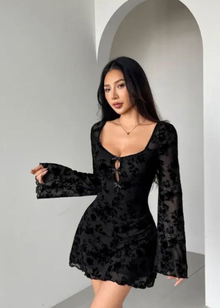 NEWME Black Floral Mini Dress