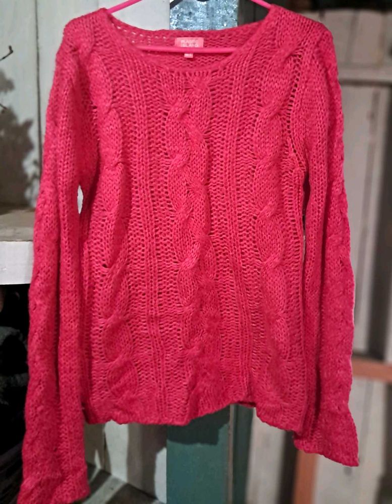 Red Cable Knit Sweater