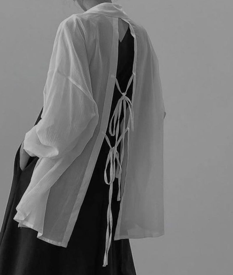 White Sheer Lace-Up Back Top