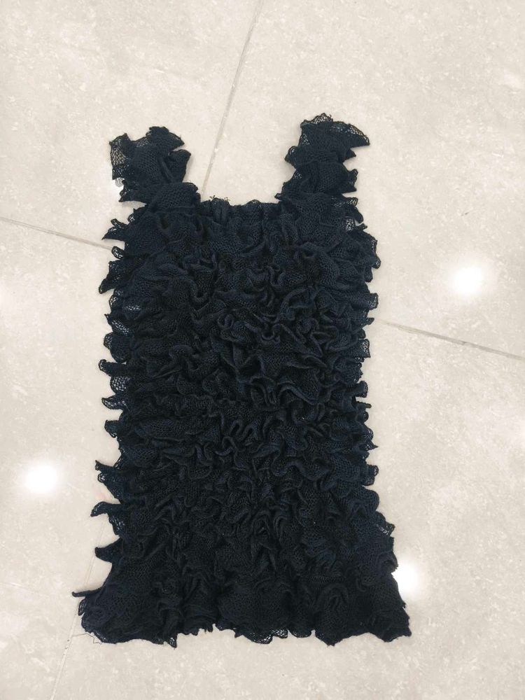 Black Ruffled Tank Top