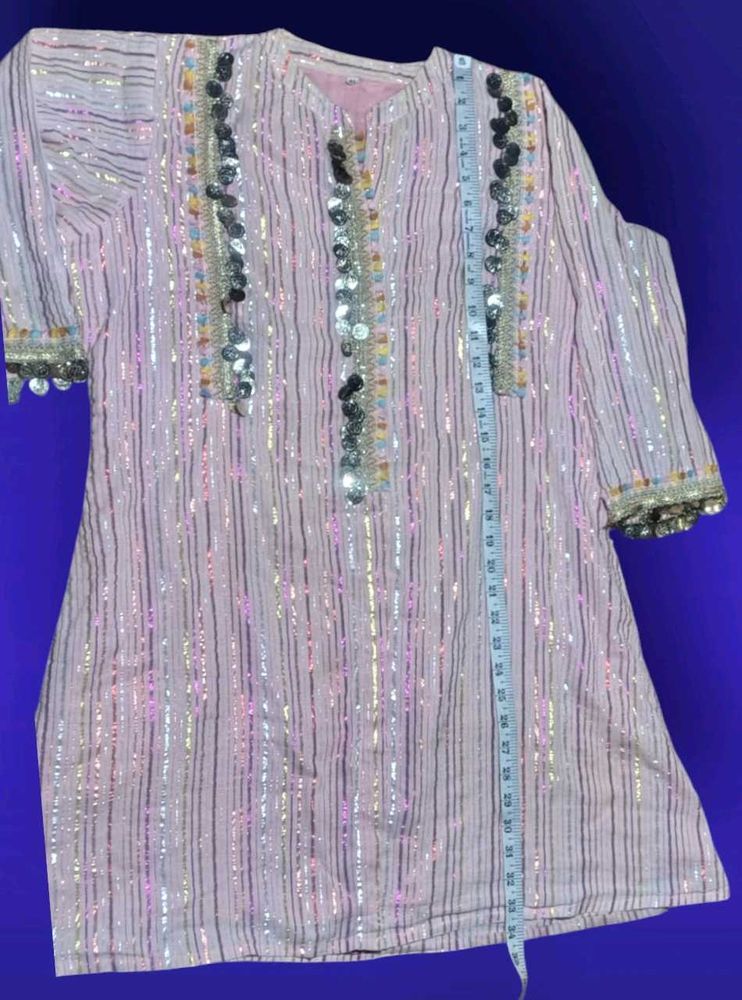 Kashmiri kurti Women's Premium Sequin Stripe Kurt