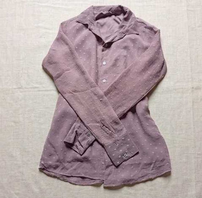 Sheer Dobby Dot Button-Up Shirt