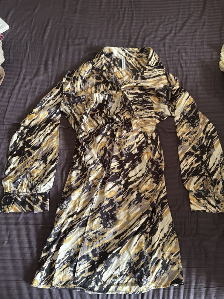 Animal Print Wrap Dress