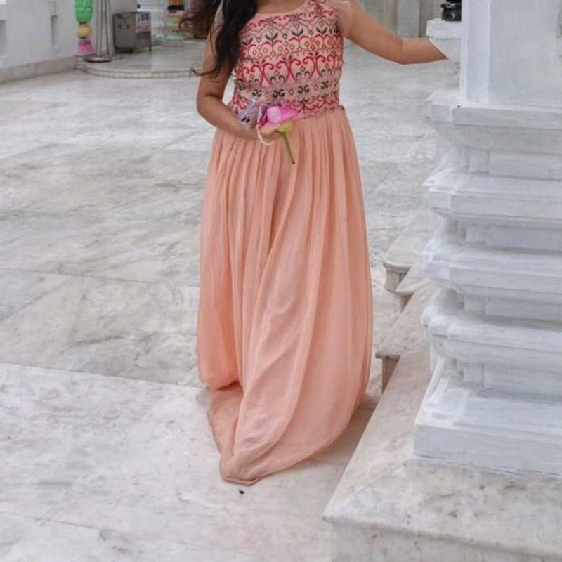 Elegant Peach Ethnic Gown