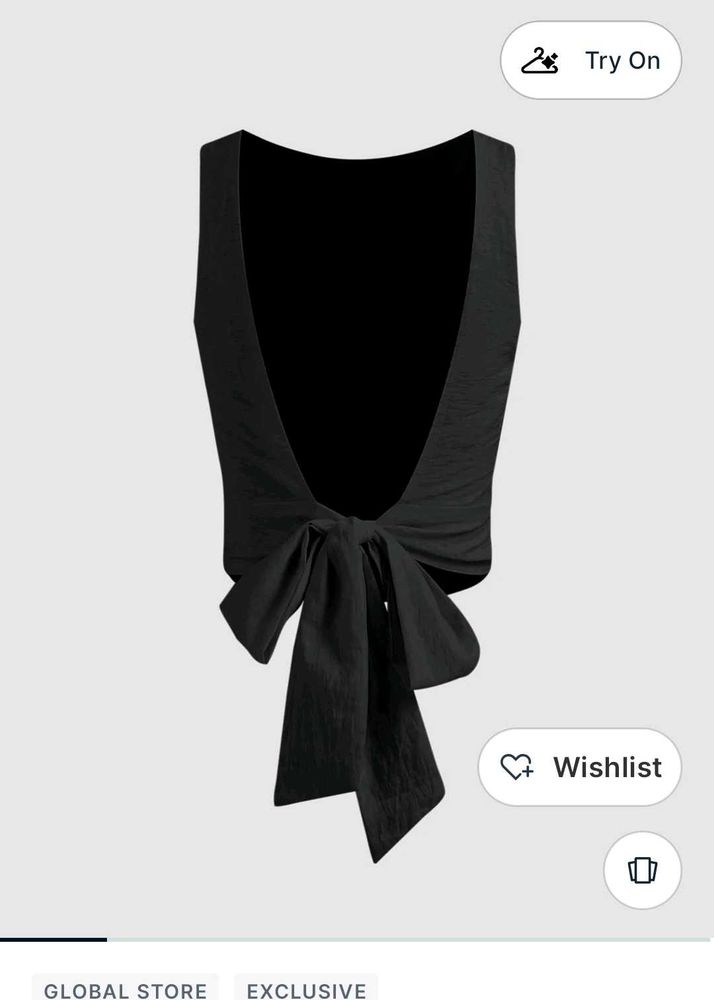 cider backless black top with boat neck.