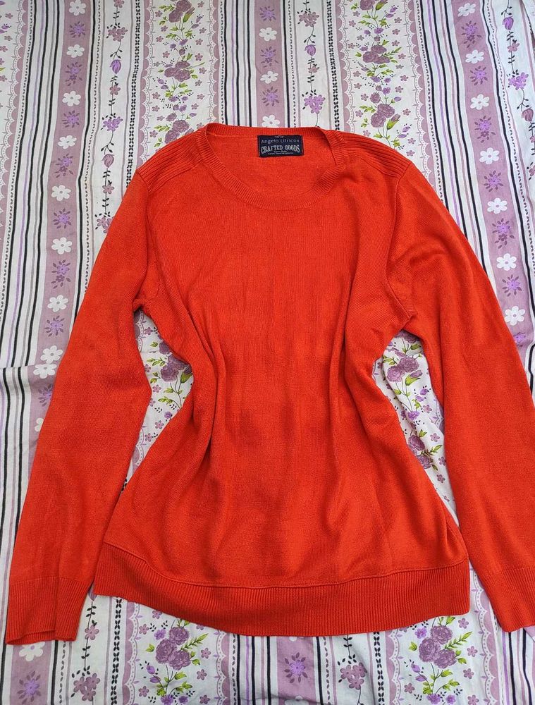 Bright Orange Crew Neck Sweater