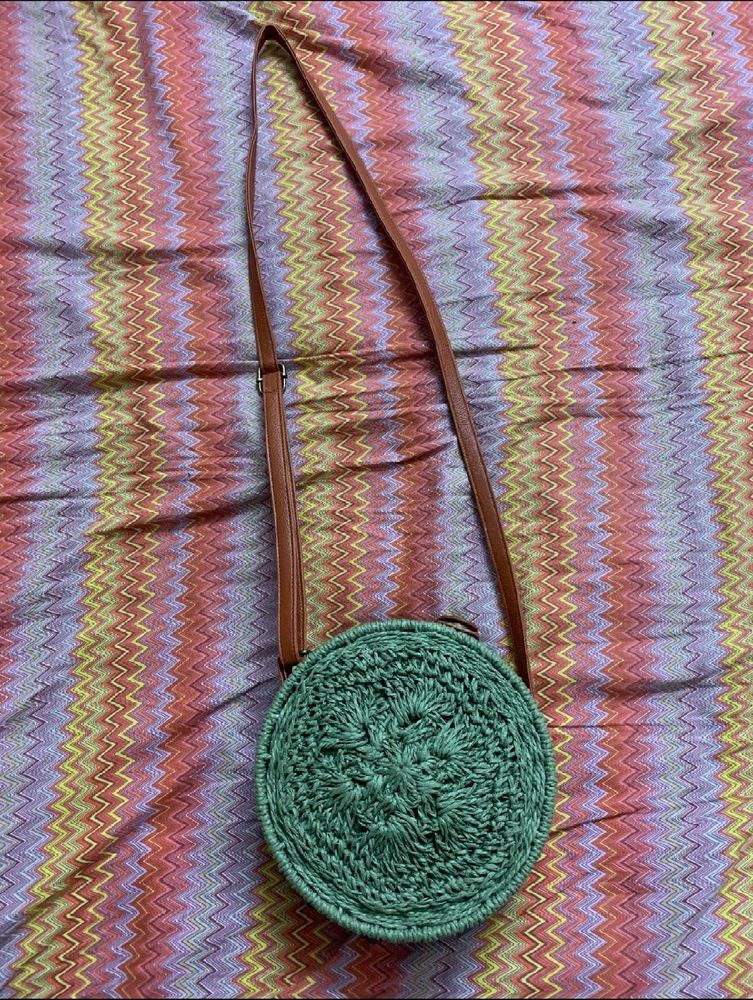 Round Woven Crossbody Bag