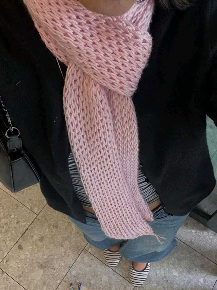 Cozy Pink Knit Scarf