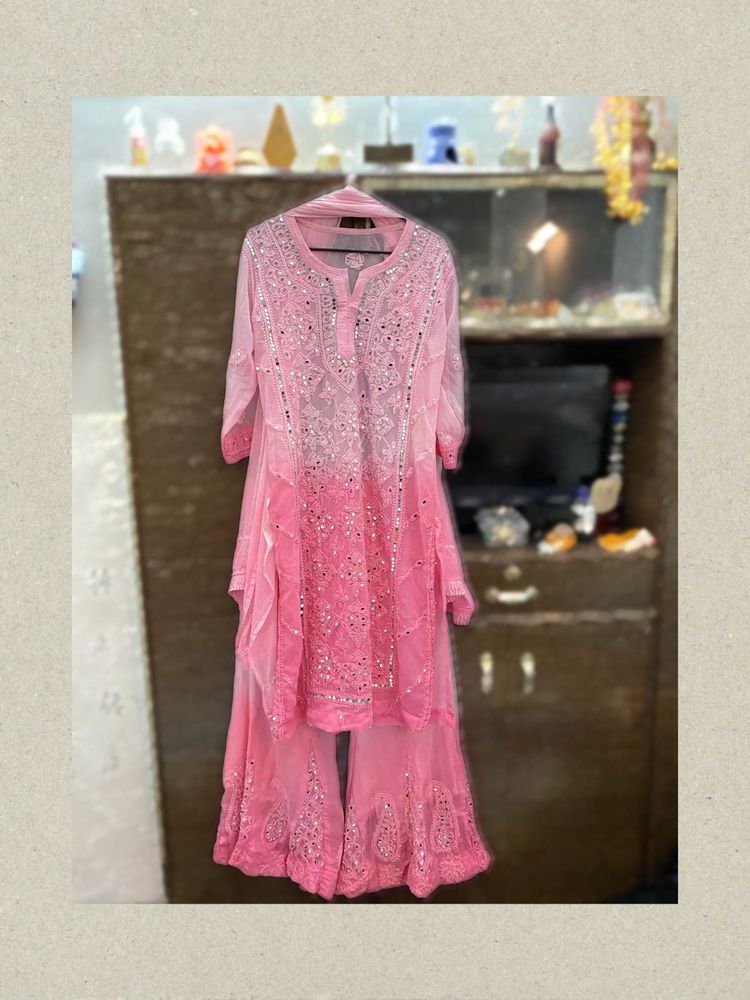 Pink Embellished Salwar Kameez Suit(handwork)