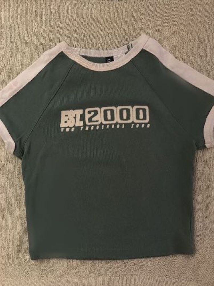Vintage Style Olive Green Graphic Baby Tee
