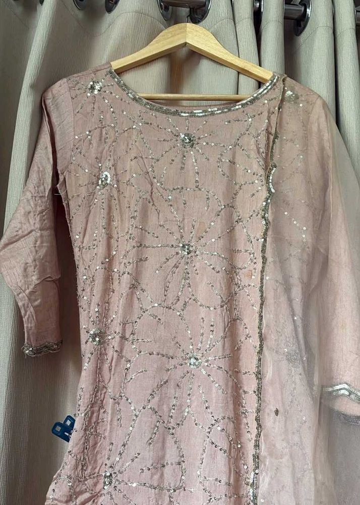 Elegant Pink Sequined Kurta