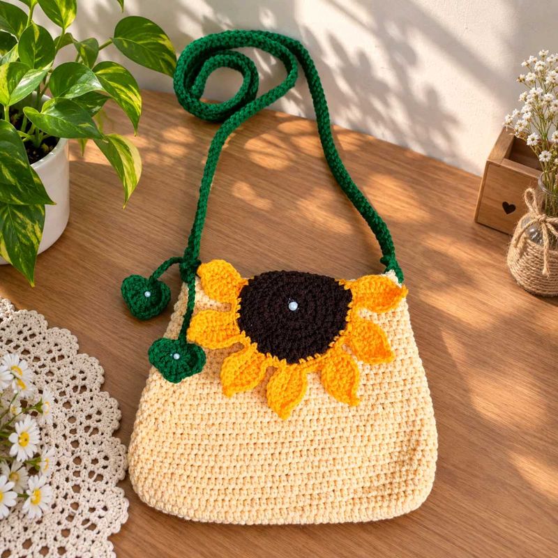 crochet sunflower bag
