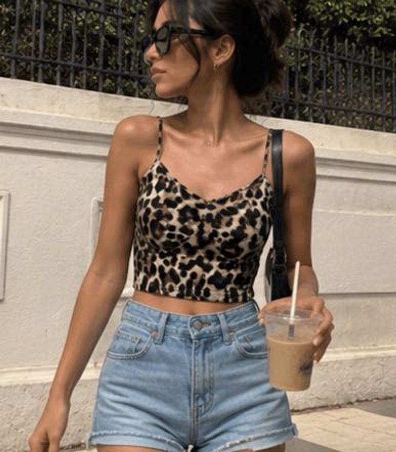 Leopard Print Crop Cami Top