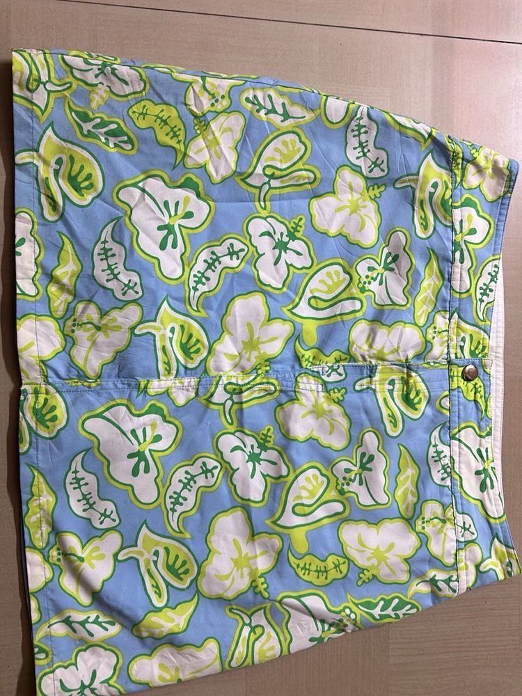 Blue Floral Print Skirt/Shorts
