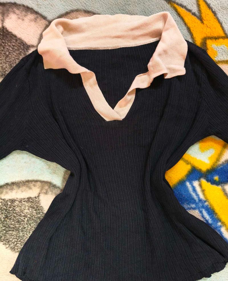 Korean V-Neck RibbedTop