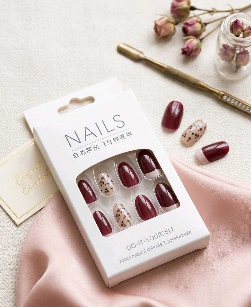 Elegant Burgundy Press-On Nails