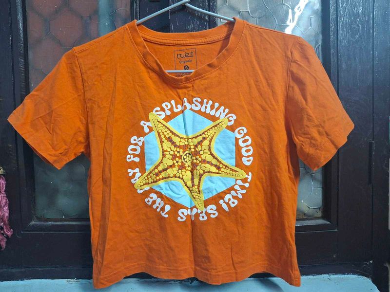 Orange Starfish Graphic T-Shirt