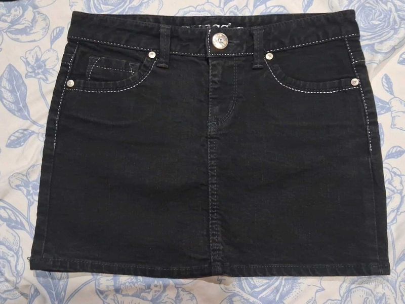 Guess Black Denim Mini Skirt