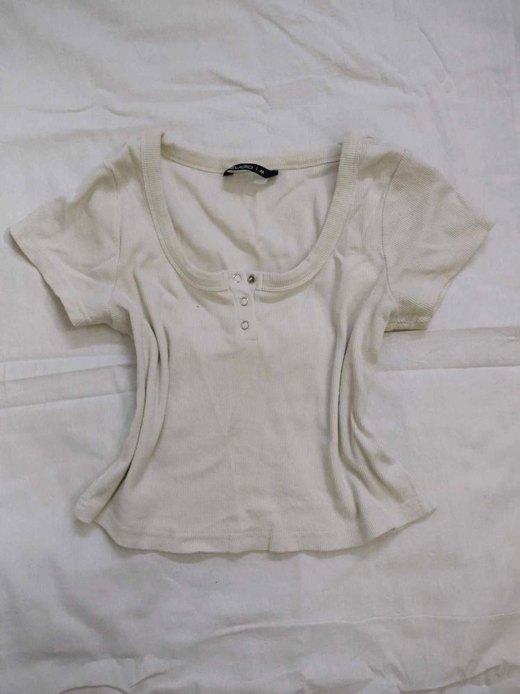 Cream Neck Top