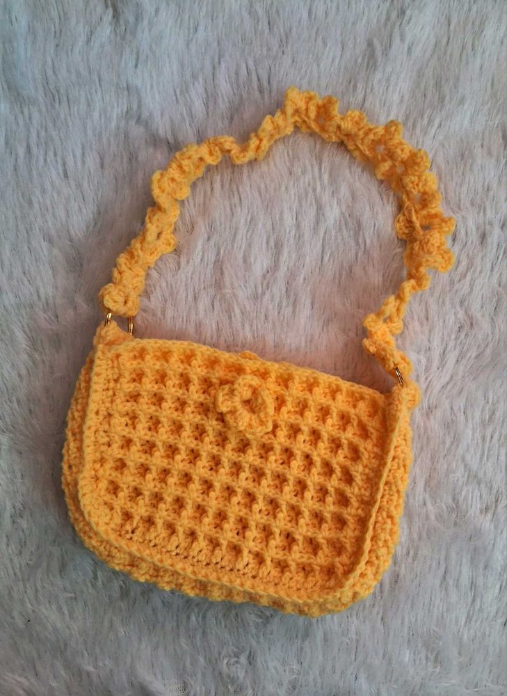 Handmade Crochet Yellow Bag
