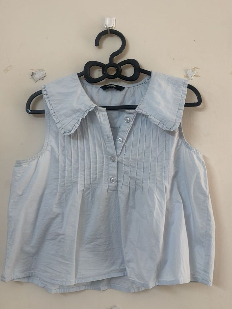 Chic Sleeveless Collared Blouse