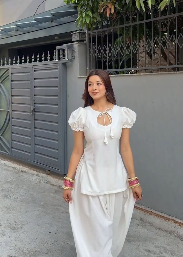 Desi short kurti with Farsi pant set