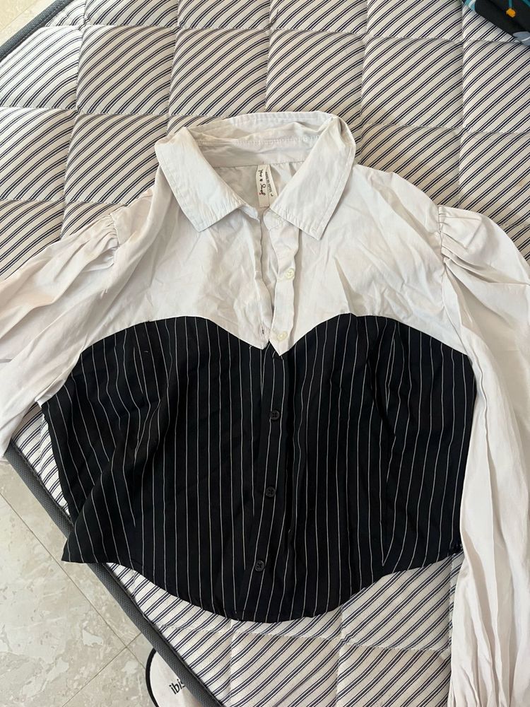 Chic Striped Corset Style Blouse