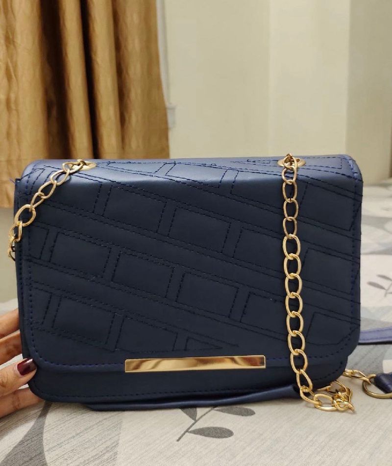 Stylish Navy Blue Chain Sling Bag