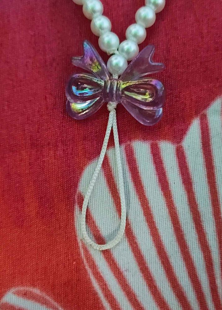 Pearl and purple crystal beaded phone charm