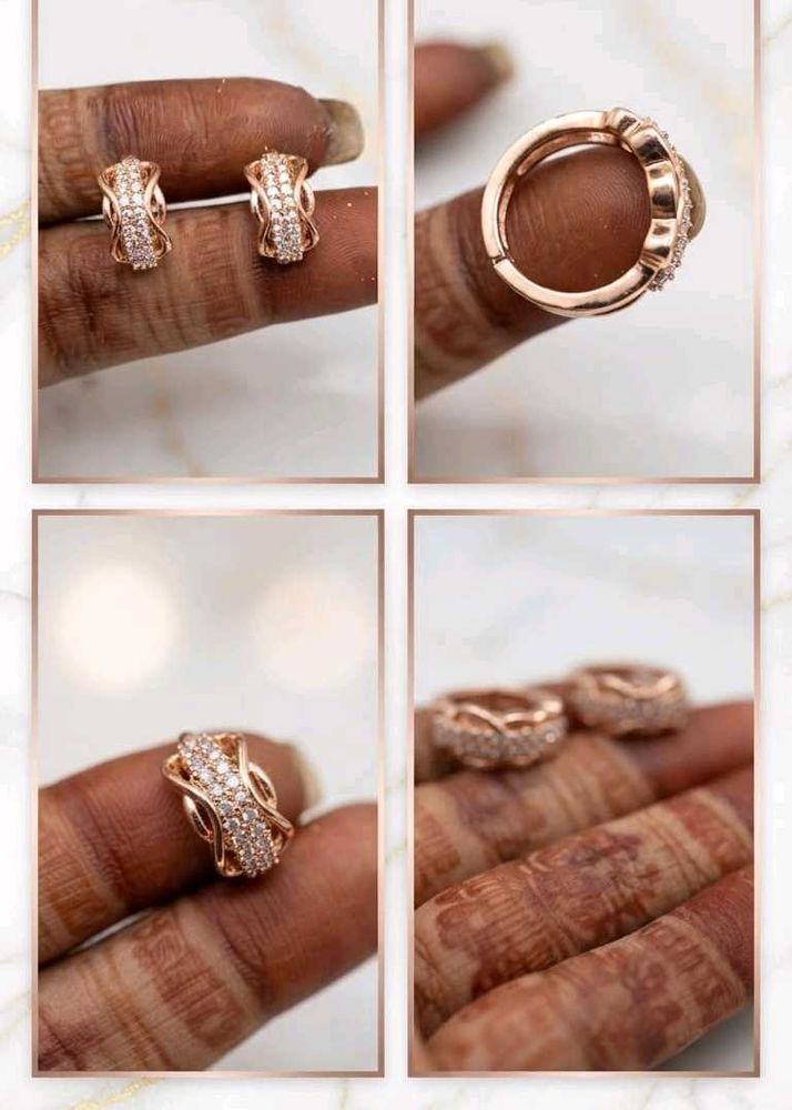 Rose Gold CZ Hoop Earrings