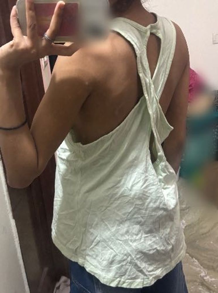 Light Green Criss-Cross Back Tank Top activewear