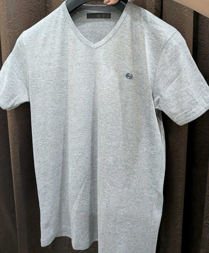 Men's Grey V-Neck T-Shirt