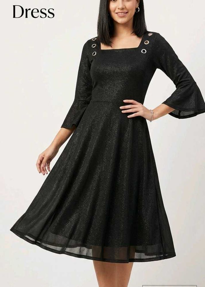Sparkly Black Fit &amp; Flare Dress