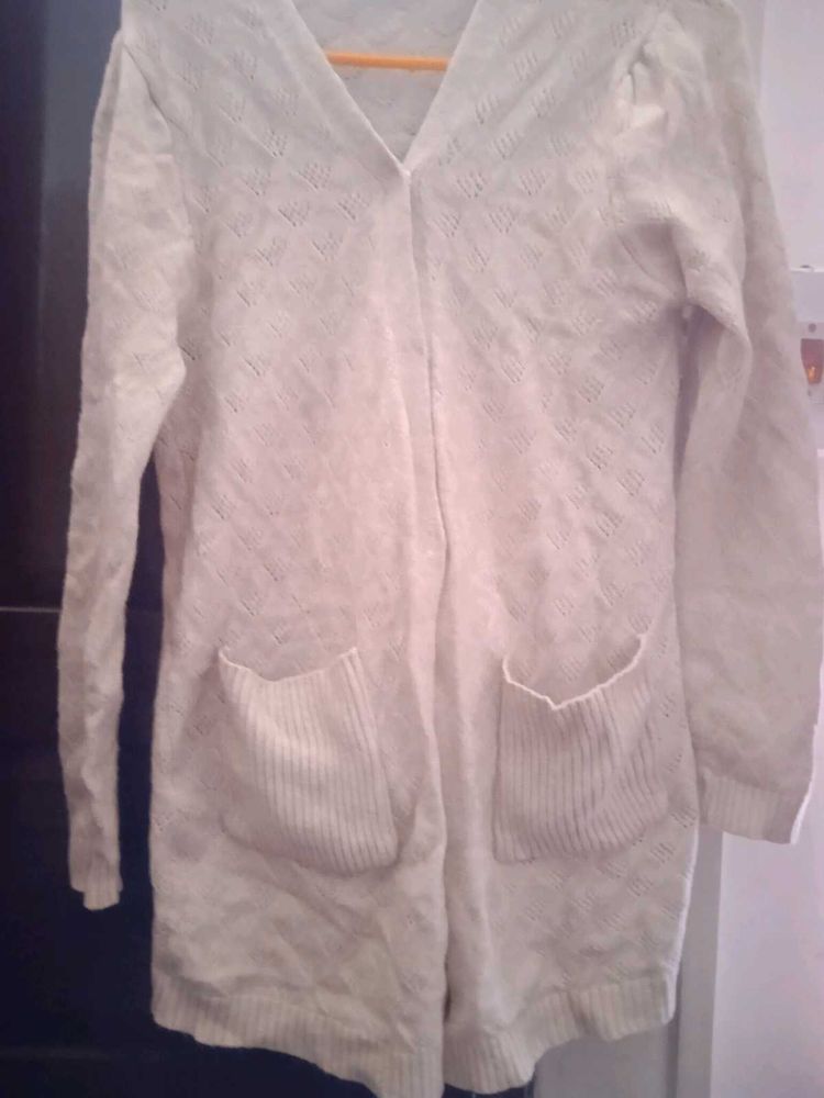 beige Knit Cardigan with Pockets