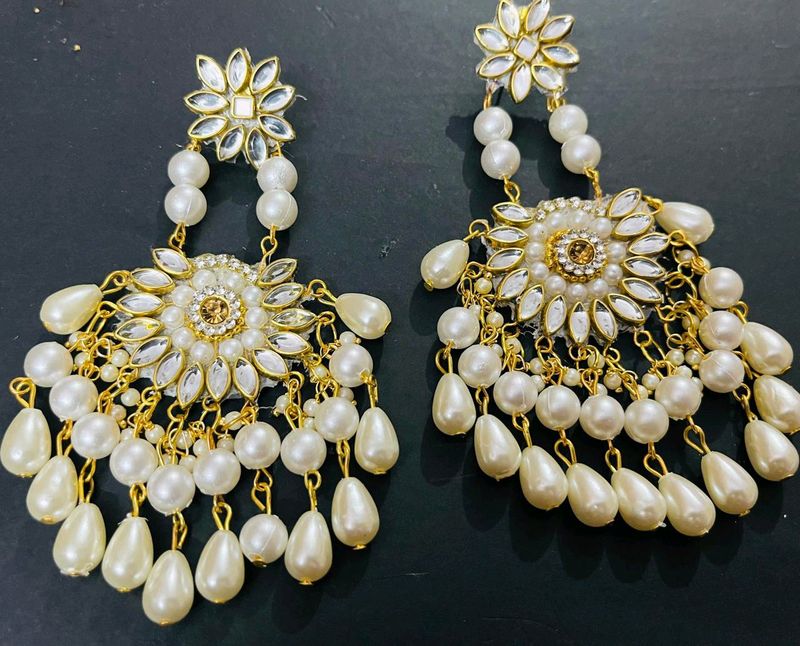 Fancy Party Wear Have Long Size Kundan Earrings