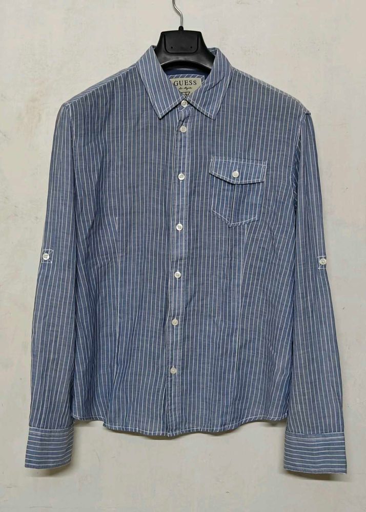 Guess Vintage Blue Striped Button-Up Shirt