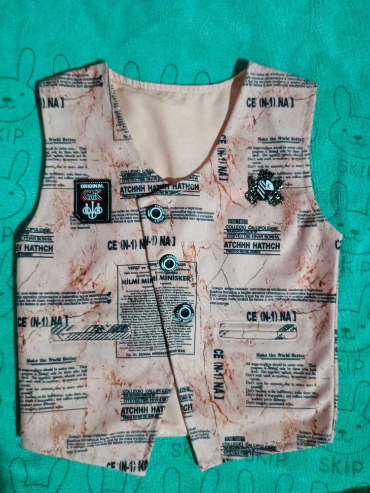 Vintage Newspaper Print Vest