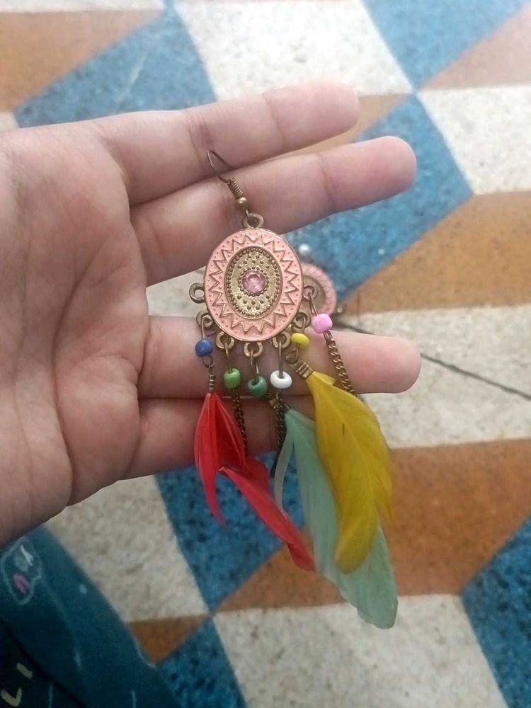 Boho Feather Dangle Earrings