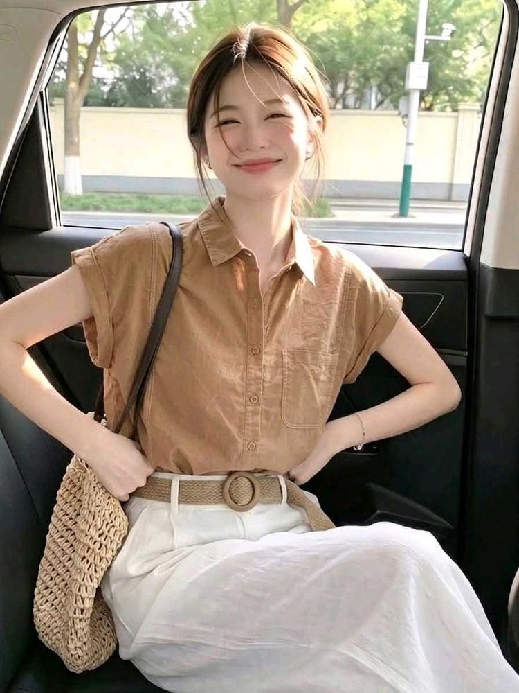 New with tag Casual Brown Short Sleeve Shirt