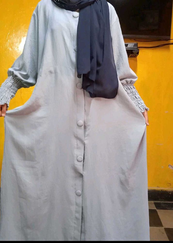Elegant Light Blue Abaya Gown