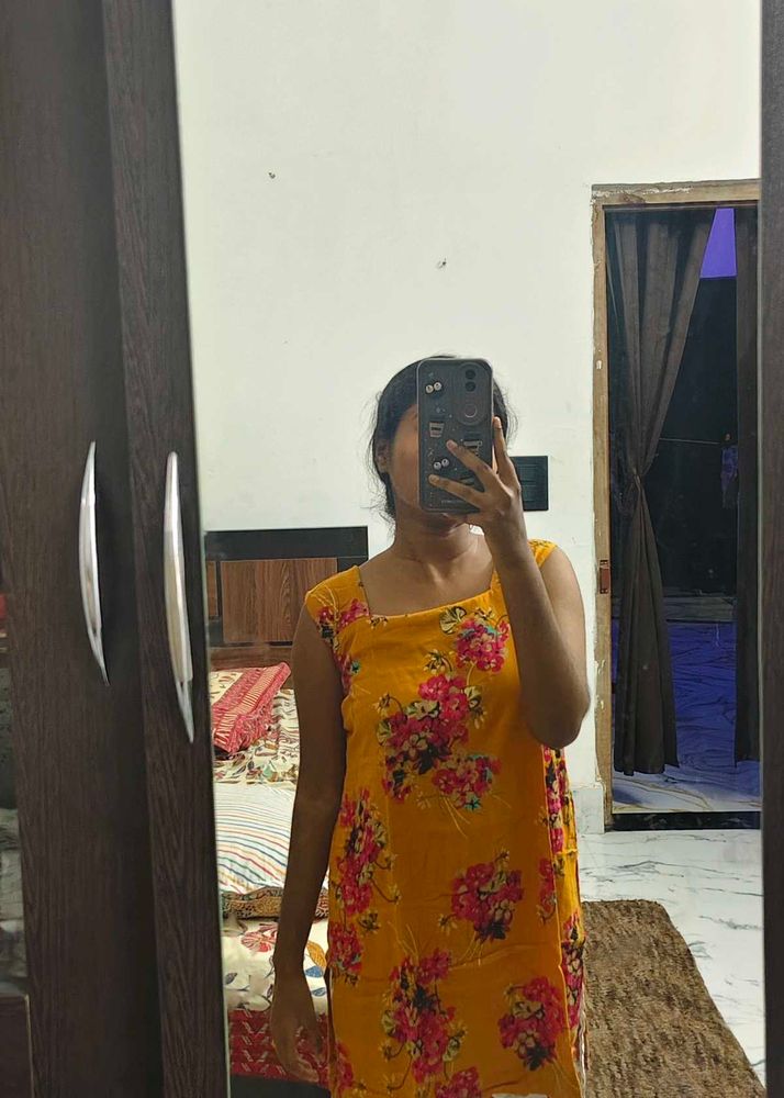 Vibrant Yellow Floral Kurta