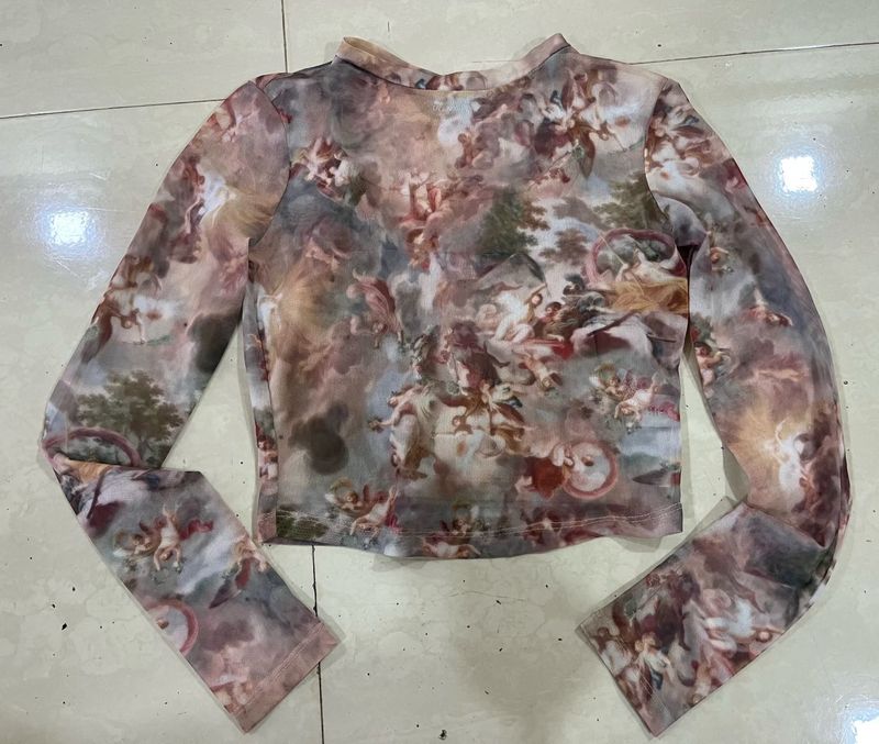 Trendy Long Sleeve Mesh Top