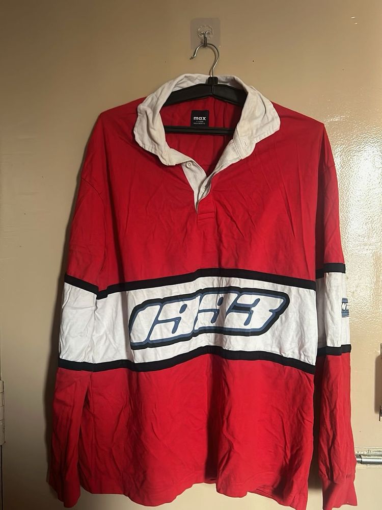 Red Long Sleeve Rugby Shirt