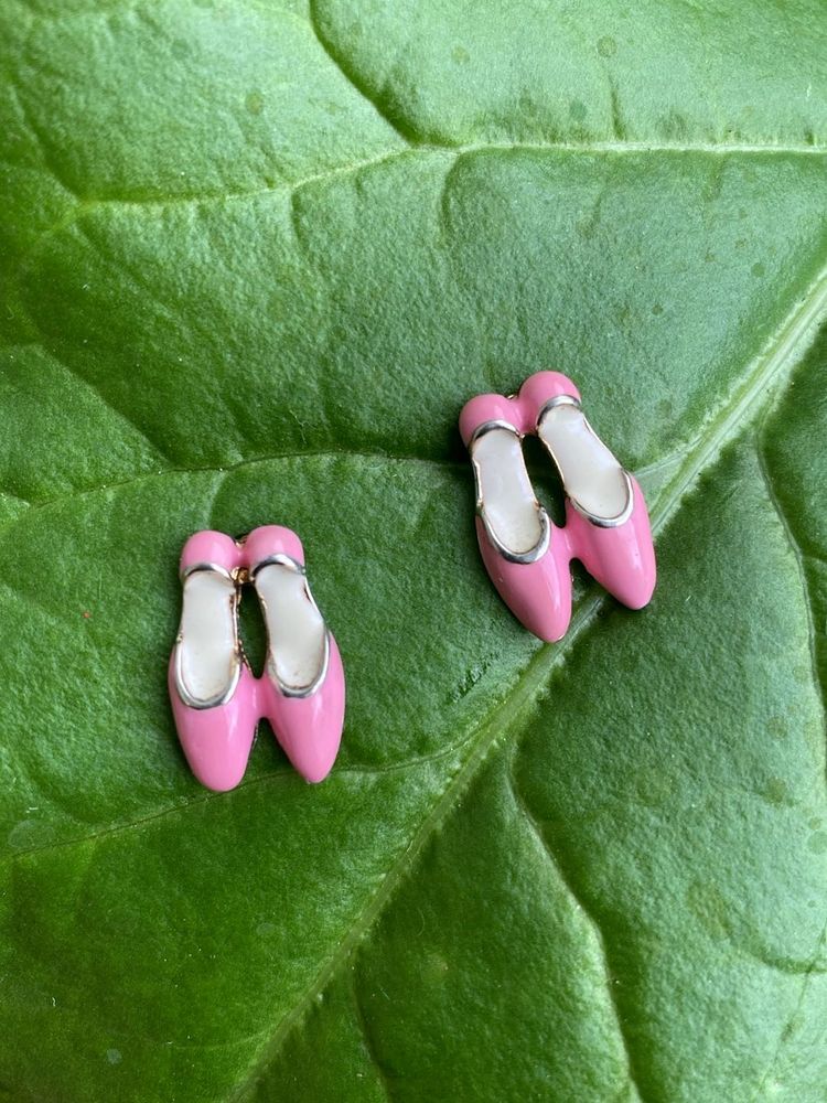 Cute Pink Ballet Slipper Earrings